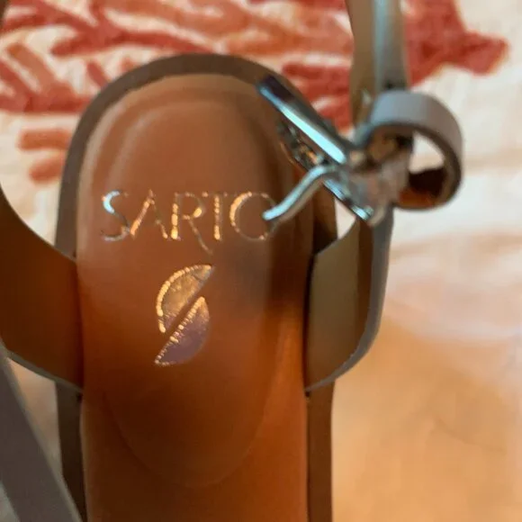 FRANCO SARTA RAFFIA BLUE SANDALS WITH WOOD HEELS SZ 9 NWOT - Picture 4 of 6